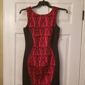 Red and Black Midi Dress
